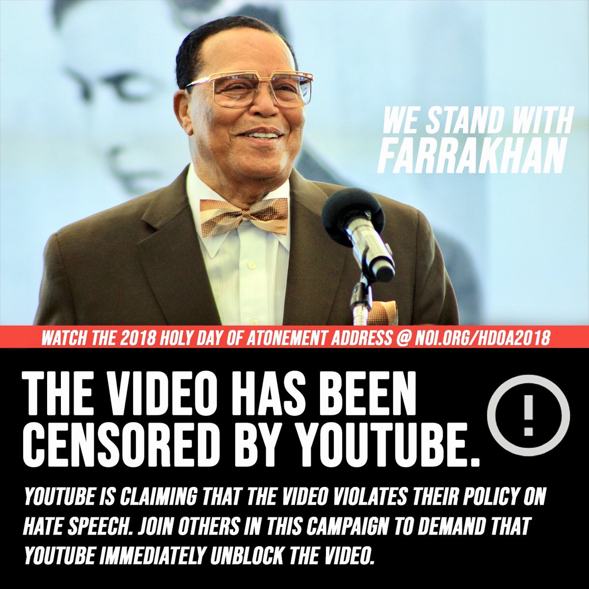 Youtube Blocks Minister Farrakhan S Million Man March Anniversary Address Noi Org Official Website